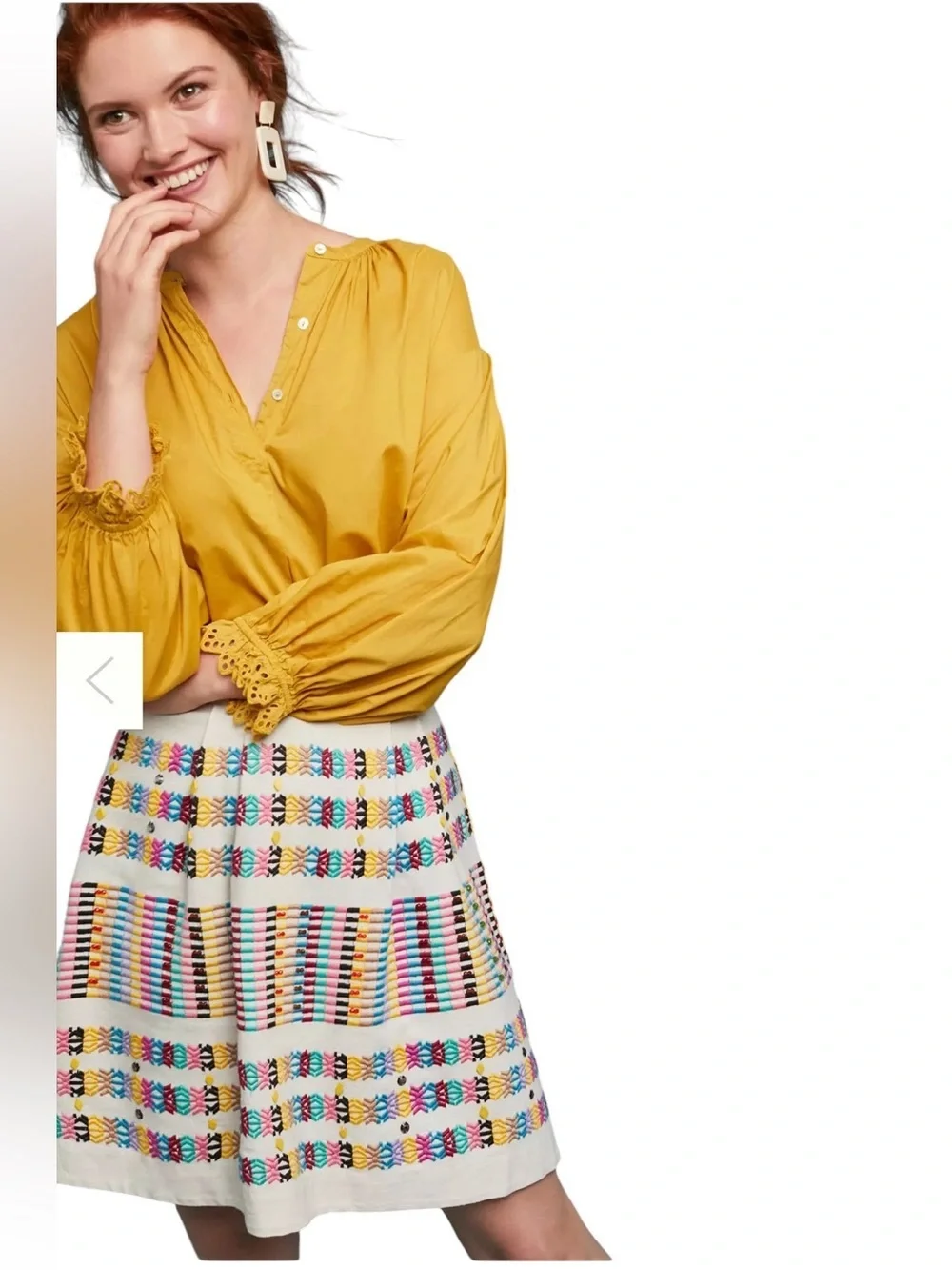 NWT - Akemi + Kin x Anthropologie Beaded Embroidered Rainbow Skirt - Size 12